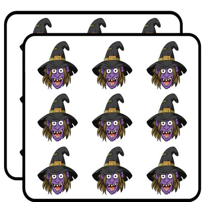 18 Pcs Creepy Purple Halloween Witch Cartoon 2" Stickers Decals Laptop Notebook Phone Waterproof Vinyl Trendy