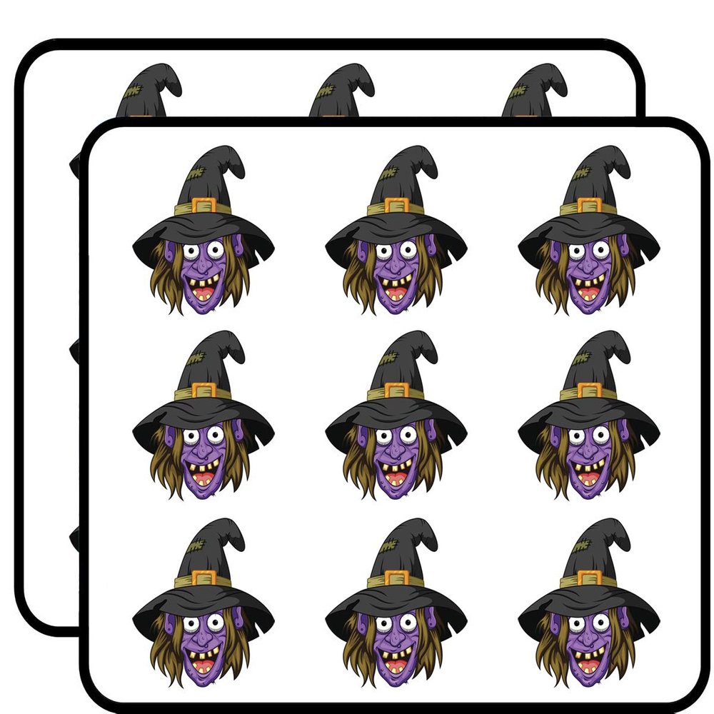 18 Pcs Creepy Purple Halloween Witch Cartoon 2" Stickers Decals Laptop Notebook Phone Waterproof Vinyl Trendy