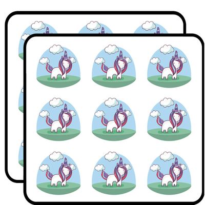 18 Pcs Cute Happy Unicorn Cartoon Icon - Cloudy 2" Stickers Decals Laptop Notebook Phone Waterproof Vinyl Trendy