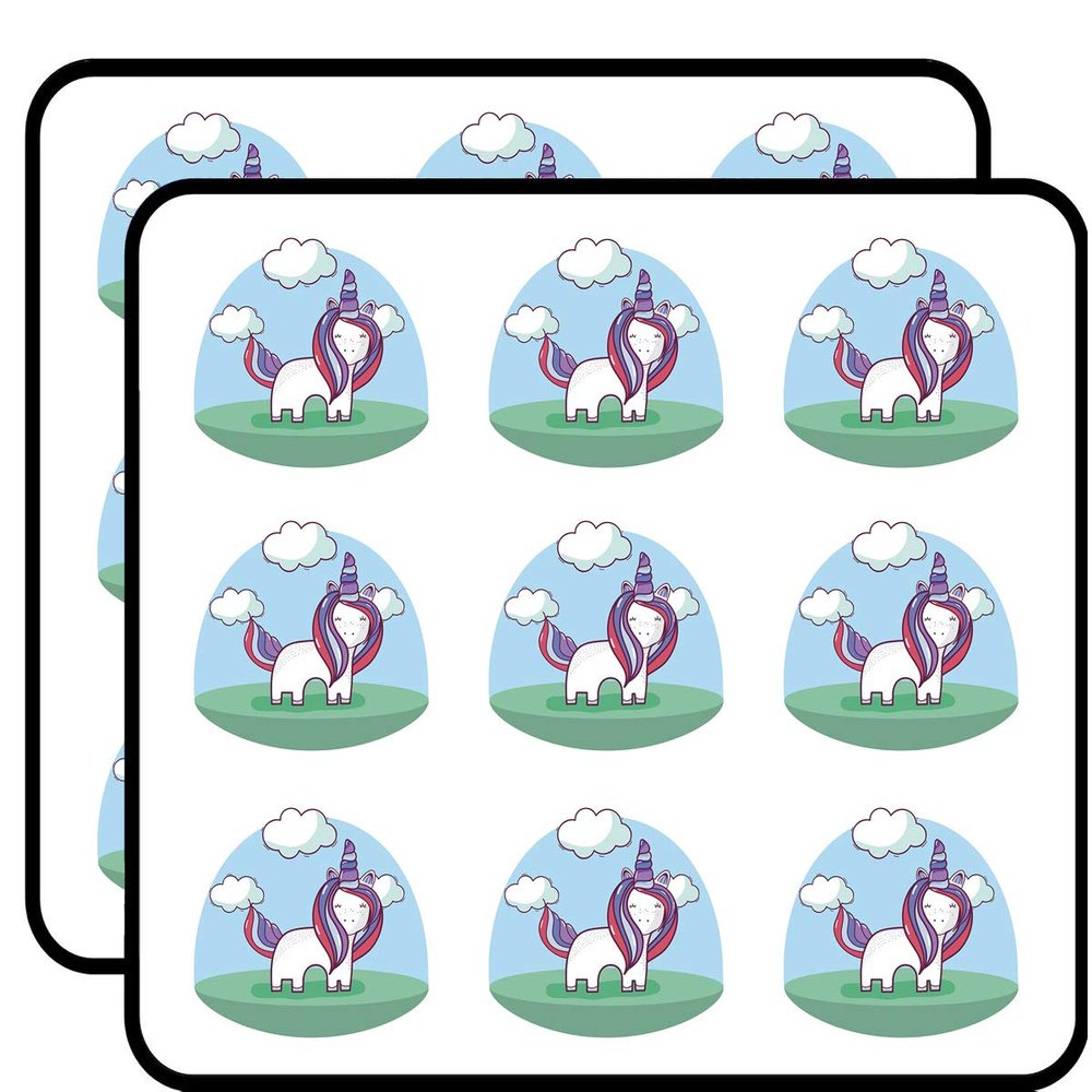 18 Pcs Cute Happy Unicorn Cartoon Icon - Cloudy 2" Stickers Decals Laptop Notebook Phone Waterproof Vinyl Trendy