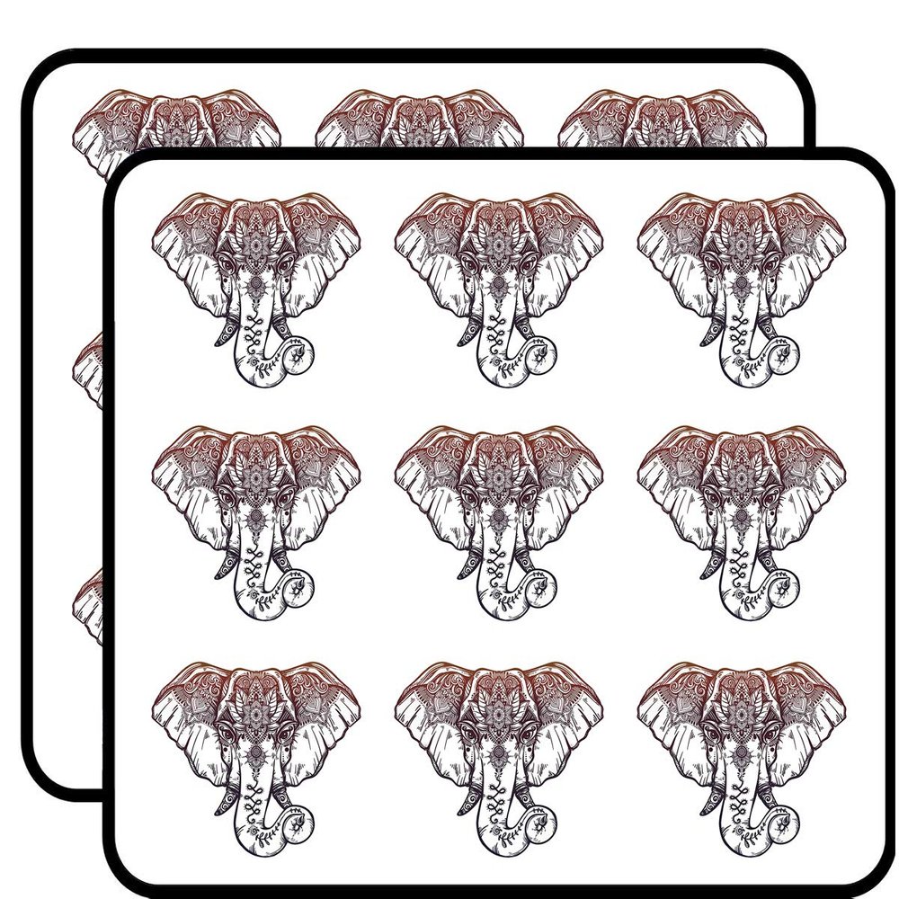 18 Pcs Red Purple Mandala Elephant Cartoon Pen Art 2" Stickers Decals Laptop Notebook Phone Waterproof Vinyl Trendy