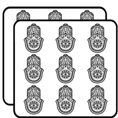 18 Pcs Hamsa Hand of Fatima with Henna Pattern 2" Stickers Decals Laptop Notebook Phone Waterproof Vinyl Trendy