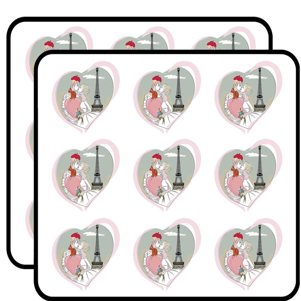 18 Pcs Pretty Watercolor Pen Art Paris Valentine Heart Icon 2" Stickers Decals Laptop Notebook Phone Waterproof Vinyl Trendy