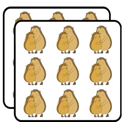 18 Pcs Cute Simple Parent Mom and Baby Hedgehog Cartoon - Brown 2" Stickers Decals Laptop Notebook Phone Waterproof Vinyl Trendy