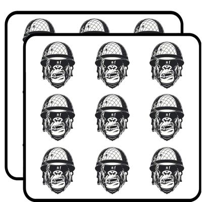 18 Pcs Cool Black and White Gorilla Monkey Soldier Cartoon 2" Stickers Decals Laptop Notebook Phone Waterproof Vinyl Trendy