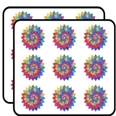 18 Pcs Geometric Rainbow Lotus Mandala Flower 2" Stickers Decals Laptop Notebook Phone Waterproof Vinyl Trendy