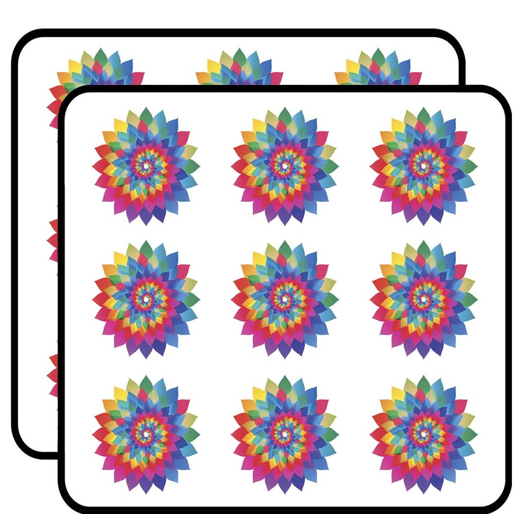 18 Pcs Geometric Rainbow Lotus Mandala Flower 2" Stickers Decals Laptop Notebook Phone Waterproof Vinyl Trendy