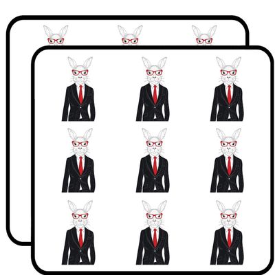 18 Pcs Cute Animal in Business Suit Cartoon - Bunny 2" Stickers Decals Laptop Notebook Phone Waterproof Vinyl Trendy