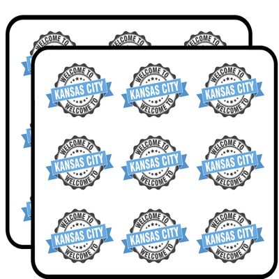 18 Pcs Cool Vintage Stamp Sign Cartoon Icon - Welcome to Kansas City 2" Stickers Decals Laptop Notebook Phone Waterproof Vinyl Trendy