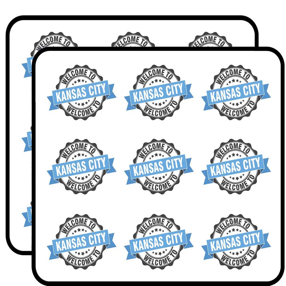 18 Pcs Cool Vintage Stamp Sign Cartoon Icon - Welcome to Kansas City 2" Stickers Decals Laptop Notebook Phone Waterproof Vinyl Trendy
