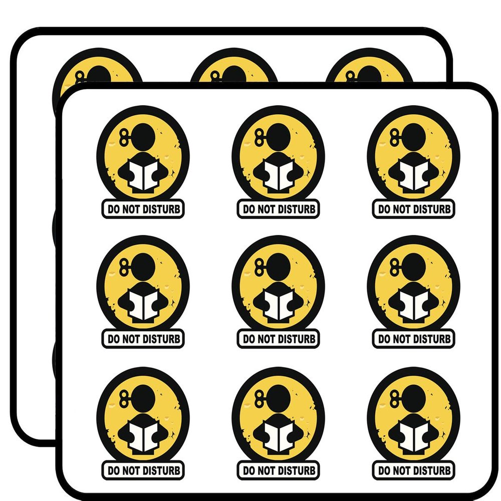 18 Pcs DO NOT Disturb Logo Studying Reading Yellow Black White 2" Stickers Decals Laptop Notebook Phone Waterproof Vinyl Trendy