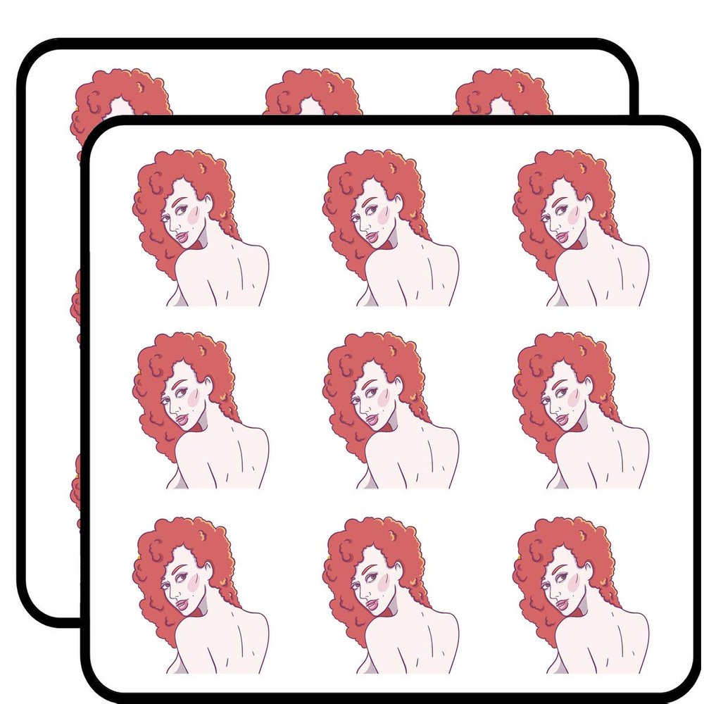 18 Pcs Sexy Topless Comic Woman with Red Hair Afro Cartoon 2" Stickers Decals Laptop Notebook Phone Waterproof Vinyl Trendy