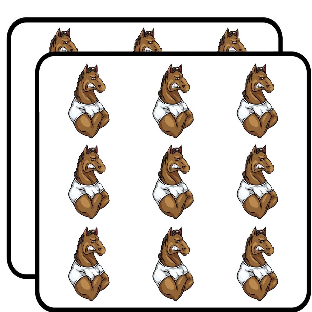 18 Pcs Cool Strong Tough Angry Sport School Mascot Cartoon - Horse Mustang 2" Stickers Decals Laptop Notebook Phone Waterproof Vinyl Trendy