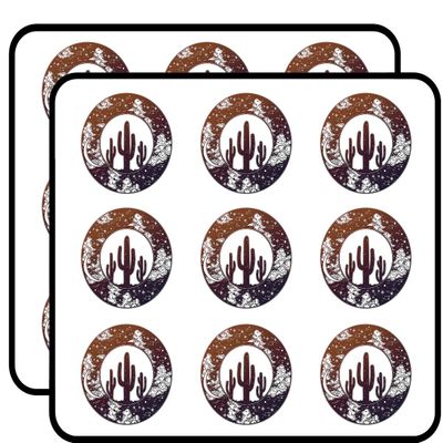 18 Pcs Pretty Sky Circle Icon with Cacti #2 2" Stickers Decals Laptop Notebook Phone Waterproof Vinyl Trendy