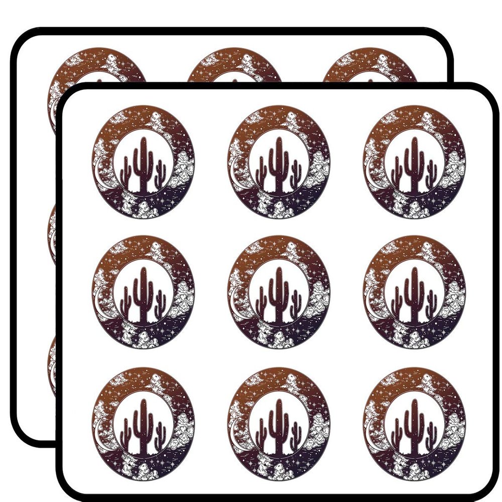 18 Pcs Pretty Sky Circle Icon with Cacti #2 2" Stickers Decals Laptop Notebook Phone Waterproof Vinyl Trendy