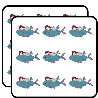 18 Pcs Cute Anime Kawaii Mermaid on Fish Friend Cartoon 2" Stickers Decals Laptop Notebook Phone Waterproof Vinyl Trendy
