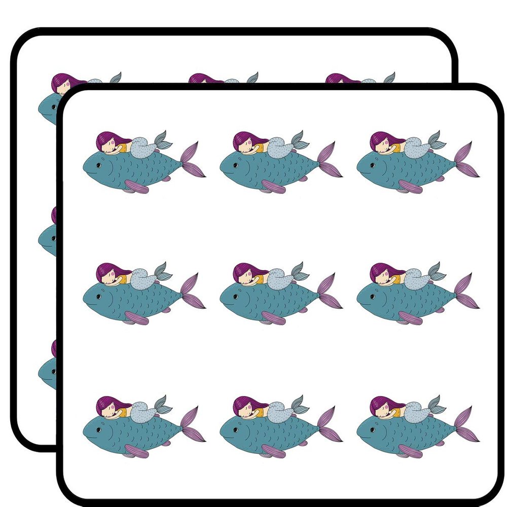 18 Pcs Cute Anime Kawaii Mermaid on Fish Friend Cartoon 2" Stickers Decals Laptop Notebook Phone Waterproof Vinyl Trendy