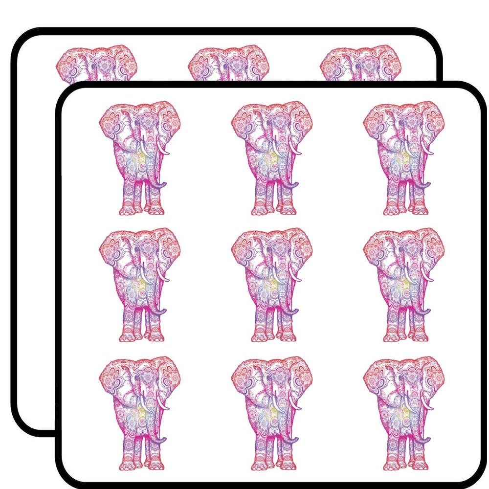 18 Pcs Pretty Girly Rainbow Ombre Mandala Flower Pattern Elephant Cartoon 2" Stickers Decals Laptop Notebook Phone Waterproof Vinyl Trendy
