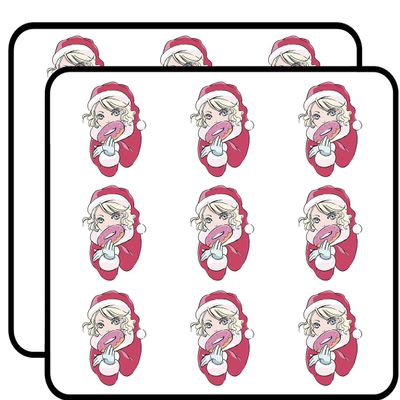 18 Pcs Cute Sweet Anime Girl with Santa Costume and Donut Cartoon 2" Stickers Decals Laptop Notebook Phone Waterproof Vinyl Trendy