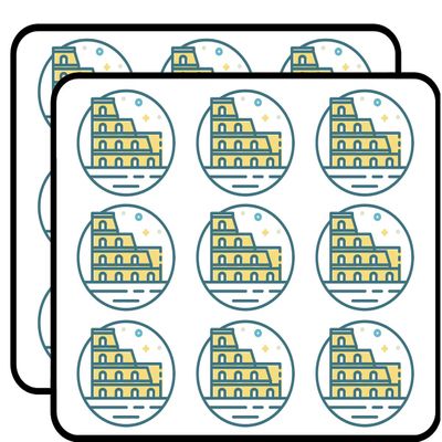 18 Pcs Cute Simple Colosseum Rome Cartoon Icon 2" Stickers Decals Laptop Notebook Phone Waterproof Vinyl Trendy