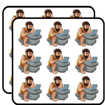 18 Pcs Caveman on Laptop Oxymoron Cartoon 2" Stickers Decals Laptop Notebook Phone Waterproof Vinyl Trendy