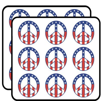 18 Pcs American Flag Peace Sing Symbol Stars Stripes RED White Blue 2" Stickers Decals Laptop Notebook Phone Waterproof Vinyl Trendy