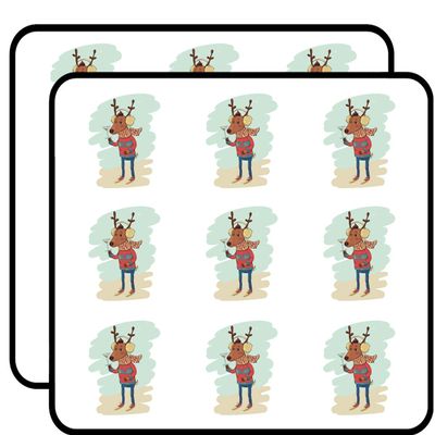 18 Pcs Cute Hipster Holiday Winter Reindeer Cartoon 2" Stickers Decals Laptop Notebook Phone Waterproof Vinyl Trendy
