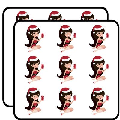 18 Pcs Pretty Retro Sexy Girl in Halloween Costume Cartoon - Santa 2" Stickers Decals Laptop Notebook Phone Waterproof Vinyl Trendy