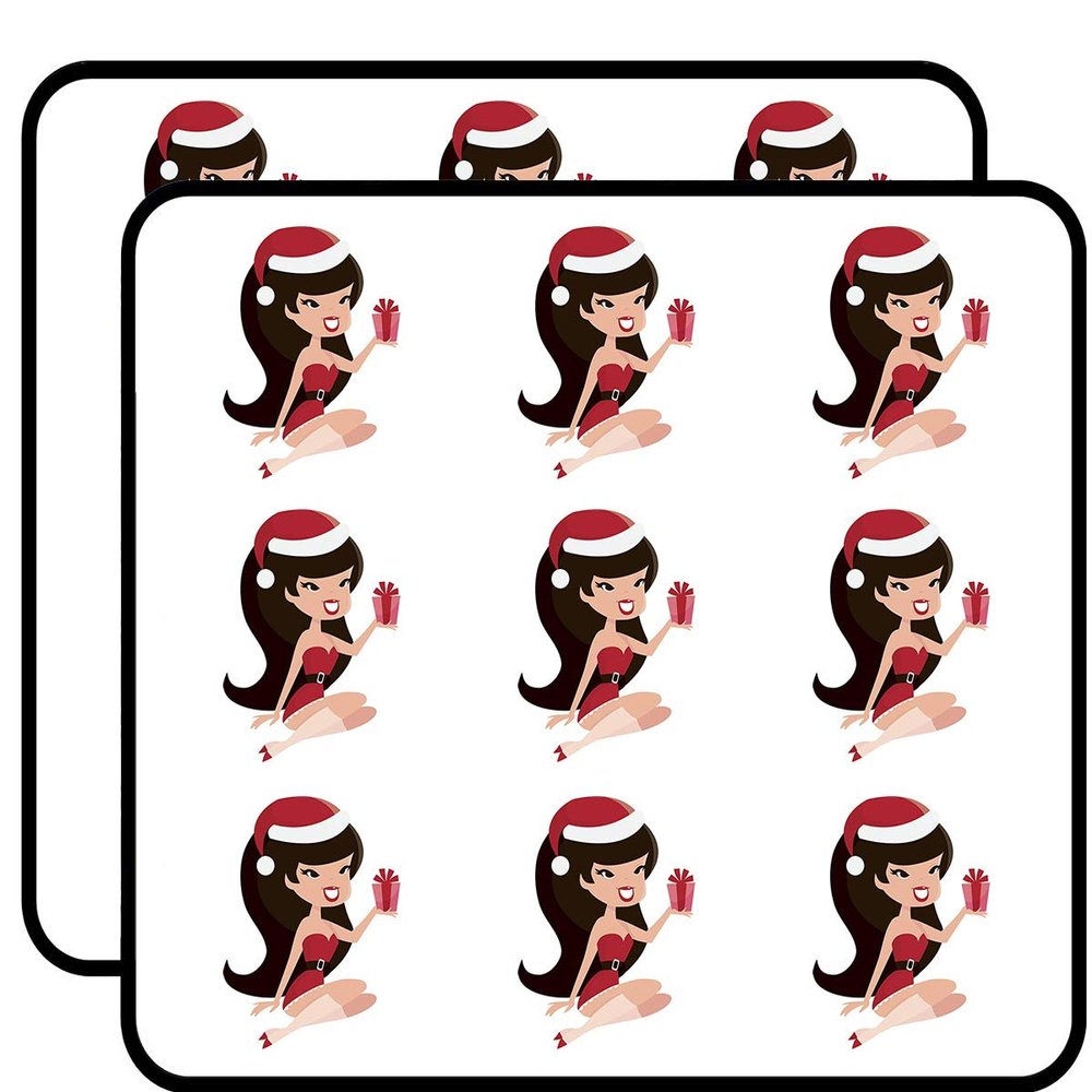 18 Pcs Pretty Retro Sexy Girl in Halloween Costume Cartoon - Santa 2" Stickers Decals Laptop Notebook Phone Waterproof Vinyl Trendy