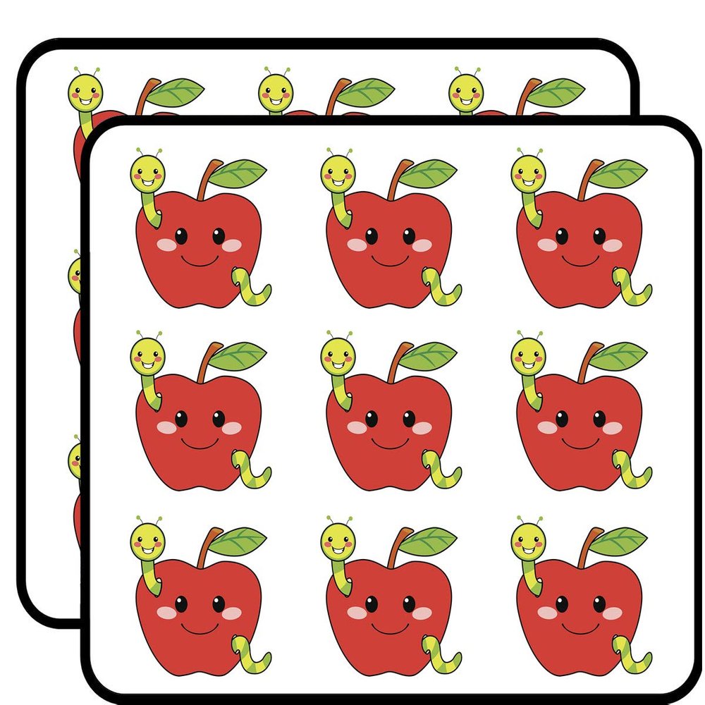 18 Pcs Happy Friendly Kindergarten Preschool Apple and Worm 2" Stickers Decals Laptop Notebook Phone Waterproof Vinyl Trendy