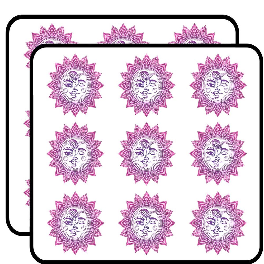 18 Pcs Pretty Pink Mandala Flower with Boho Sun Moon Cartoon 2" Stickers Decals Laptop Notebook Phone Waterproof Vinyl Trendy