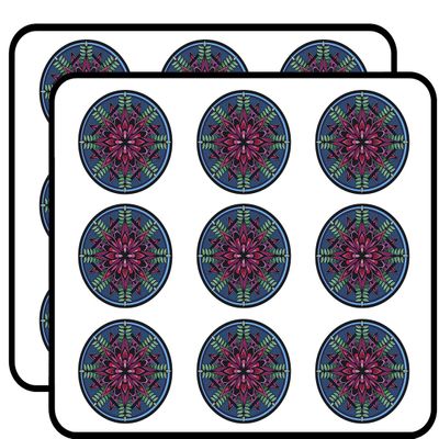 18 Pcs Beautiful Geometric Mandala Flower Colored Cartoon Icon - Purple 2" Stickers Decals Laptop Notebook Phone Waterproof Vinyl Trendy