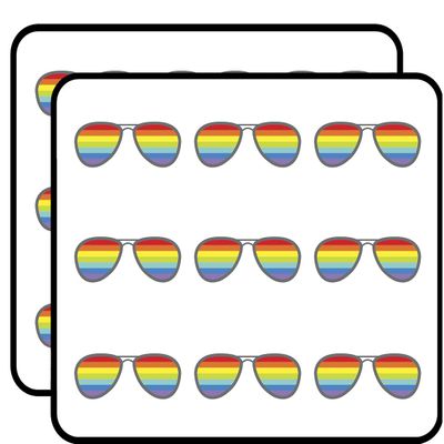18 Pcs Cool Rainbow Lens Aviator Sunglasses 2" Stickers Decals Laptop Notebook Phone Waterproof Vinyl Trendy