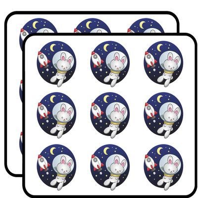 18 Pcs Cute Astronaut Outer Space Bunny Rabbit Cartoon Icon 2" Stickers Decals Laptop Notebook Phone Waterproof Vinyl Trendy