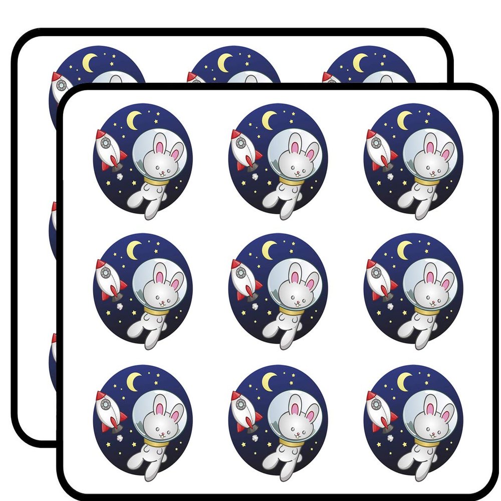 18 Pcs Cute Astronaut Outer Space Bunny Rabbit Cartoon Icon 2" Stickers Decals Laptop Notebook Phone Waterproof Vinyl Trendy