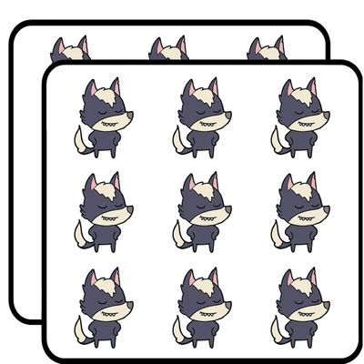 18 Pcs Cute Friendly Wolf Retro Kid Cartoon - Dark Gray 2" Stickers Decals Laptop Notebook Phone Waterproof Vinyl Trendy