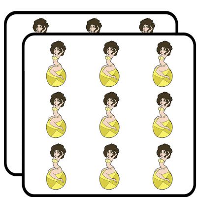 18 Pcs Cute Retro Afro Beach Babe on Ball Cartoon - Brunette 2" Stickers Decals Laptop Notebook Phone Waterproof Vinyl Trendy