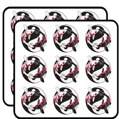 18 Pcs Pretty Black and White Pink Koi Fish Yin Yang Sign Symbol Icon 2" Stickers Decals Laptop Notebook Phone Waterproof Vinyl Trendy