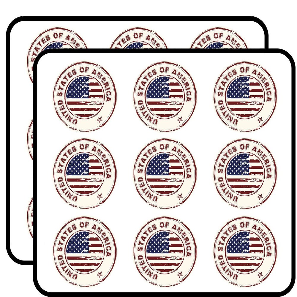 18 Pcs USA Vintage American Flag Icon 2" Stickers Decals Laptop Notebook Phone Waterproof Vinyl Trendy