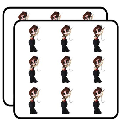 18 Pcs Sexy Dia de Los Muertos Girl in Black Dress 2" Stickers Decals Laptop Notebook Phone Waterproof Vinyl Trendy