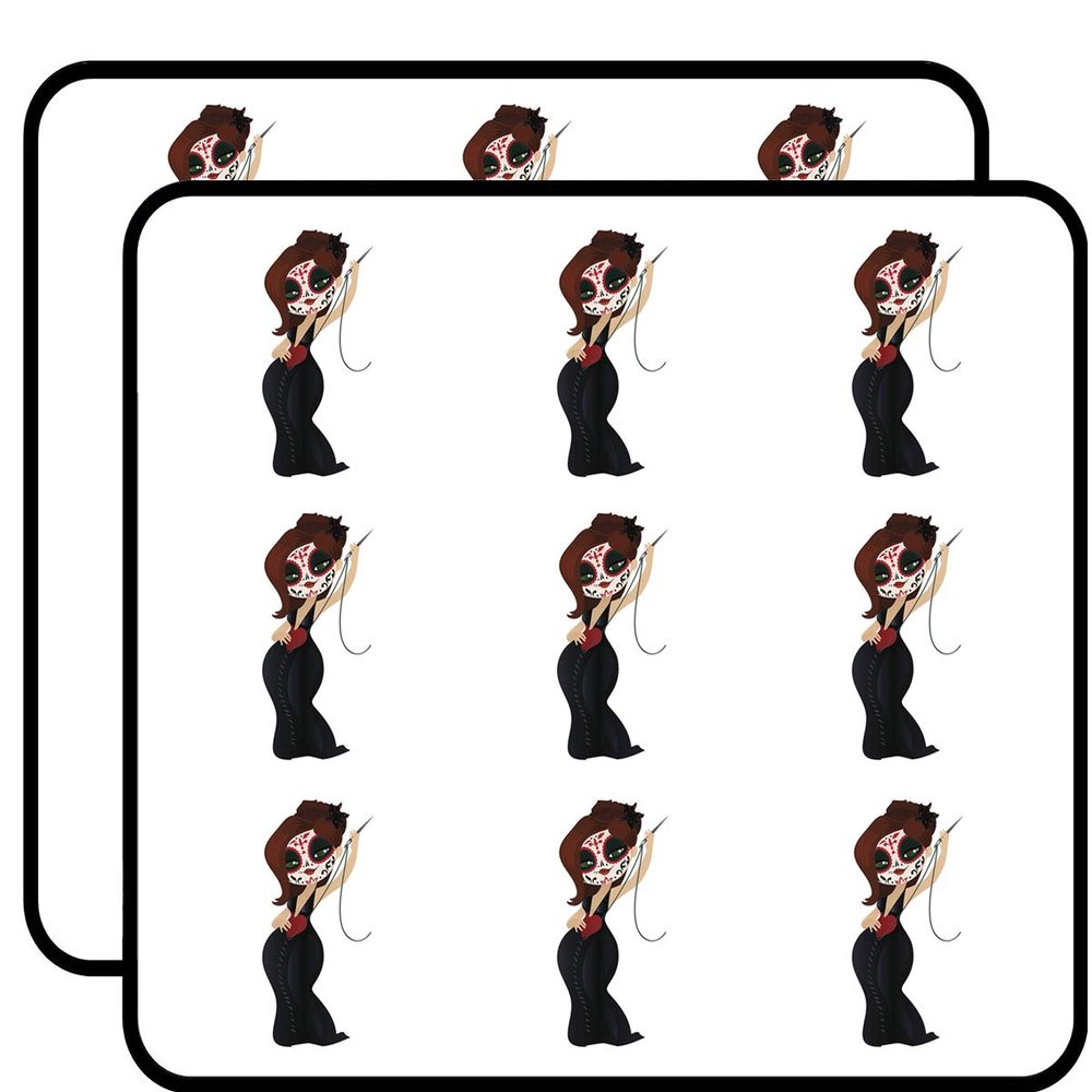 18 Pcs Sexy Dia de Los Muertos Girl in Black Dress 2" Stickers Decals Laptop Notebook Phone Waterproof Vinyl Trendy