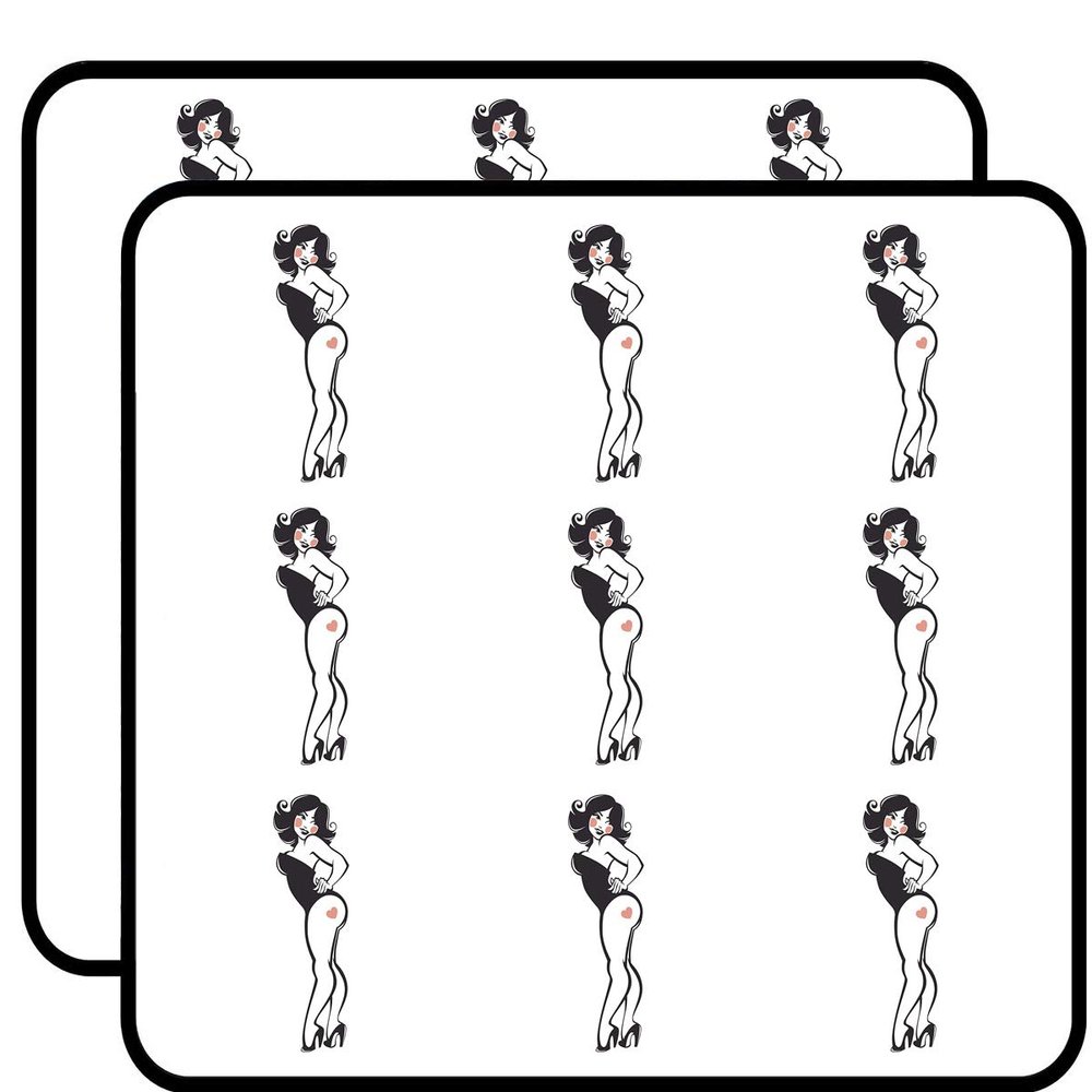 18 Pcs Black and White Sexy Blushing Pin Up Girl 2" Stickers Decals Laptop Notebook Phone Waterproof Vinyl Trendy