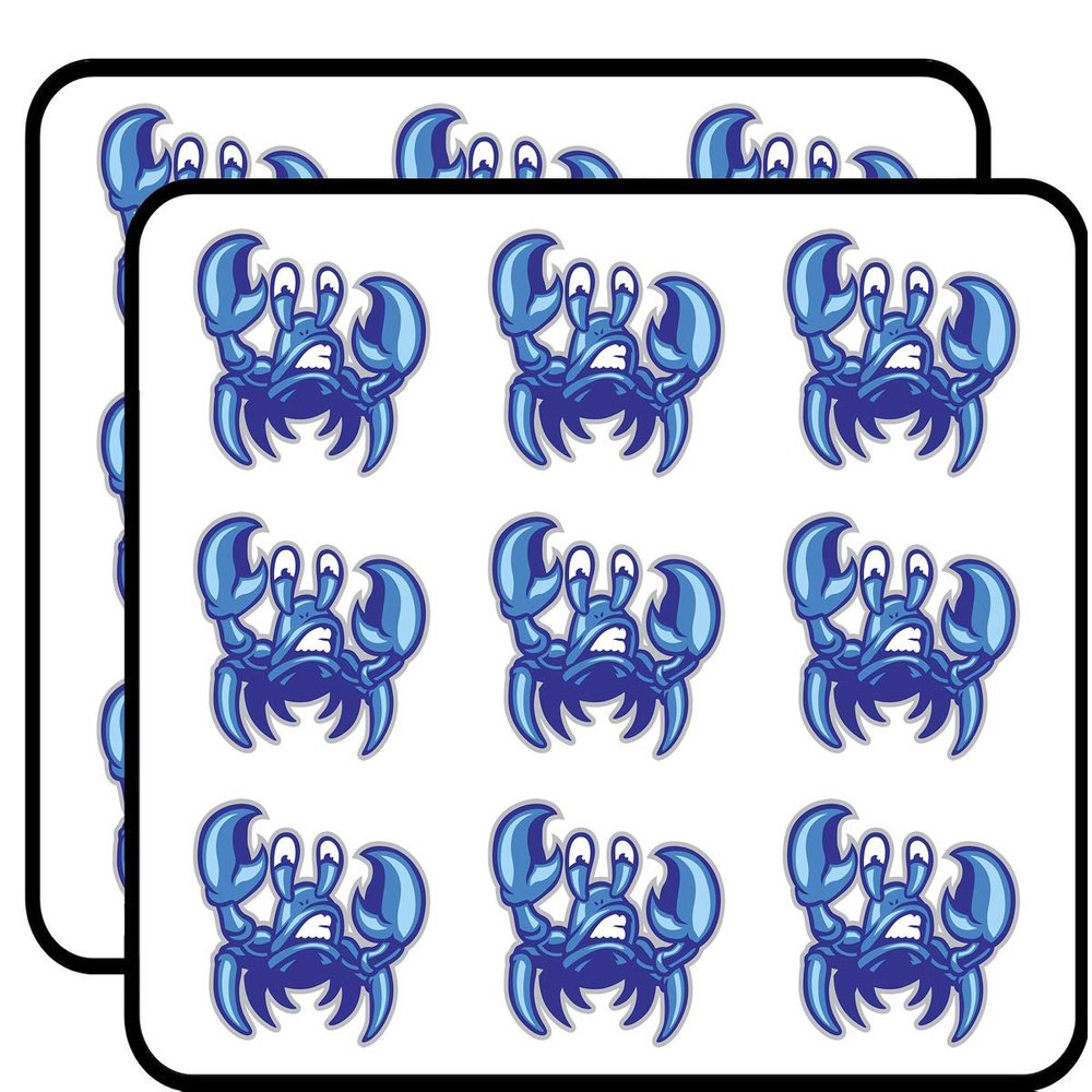 18 Pcs Angry Blue Crab Lobster Cartoon 2" Stickers Decals Laptop Notebook Phone Waterproof Vinyl Trendy