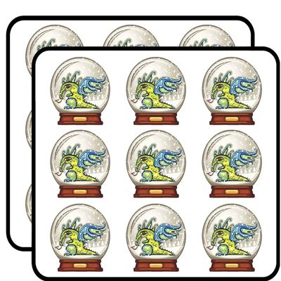 18 Pcs Mystical Dragon Inside Snow-Globe Light Dark Blue Green Yellow Brown Gold RED Grey Black White 2" Stickers Decals Laptop Notebook Phone Waterproof Vinyl Trendy