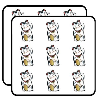 18 Pcs Maneki Neko Style Lucky Money Asian Kitty Cat 2" Stickers Decals Laptop Notebook Phone Waterproof Vinyl Trendy