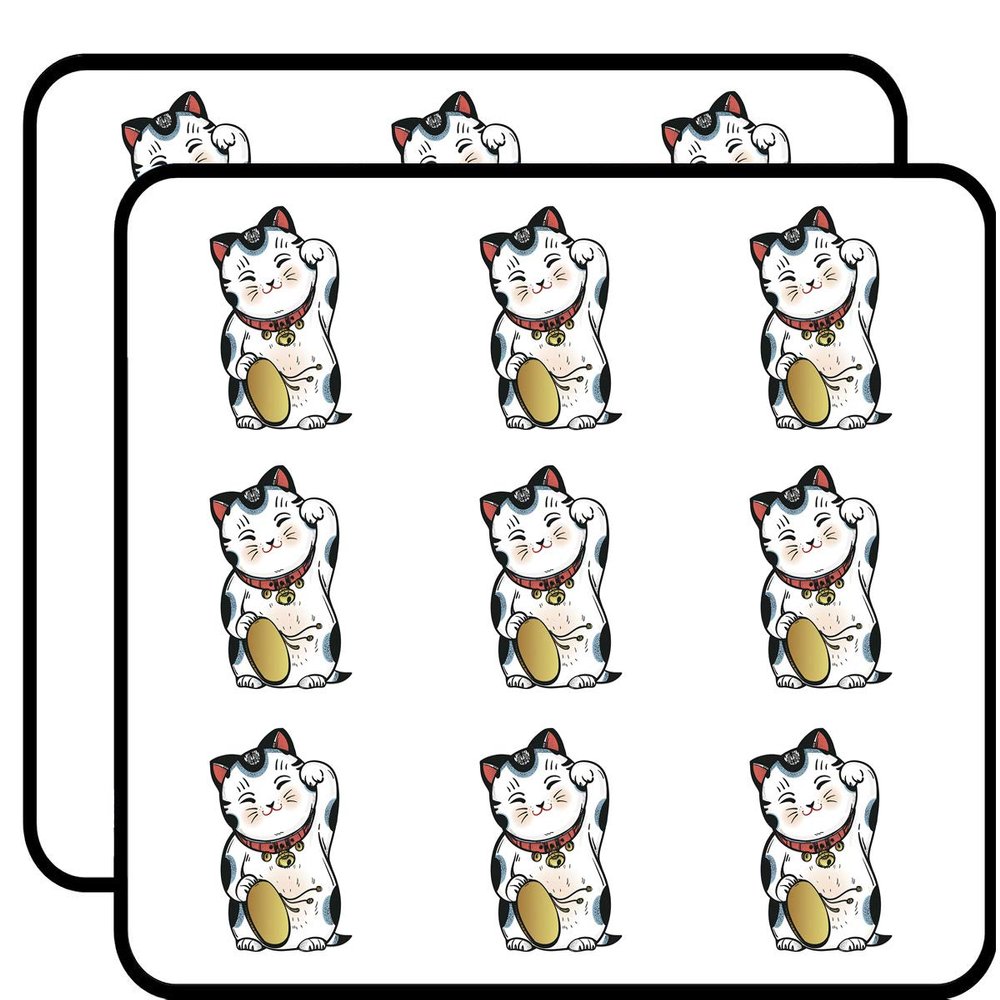 18 Pcs Maneki Neko Style Lucky Money Asian Kitty Cat 2" Stickers Decals Laptop Notebook Phone Waterproof Vinyl Trendy