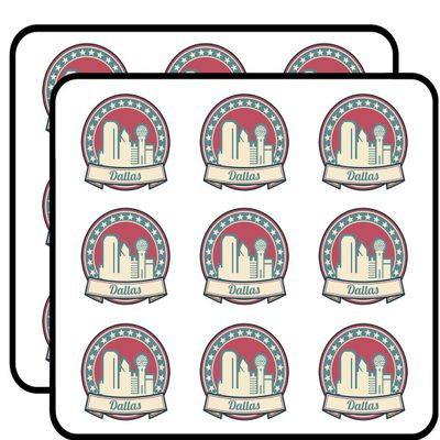 18 Pcs American Famous City Cartoon Icon - Dallas 2" Stickers Decals Laptop Notebook Phone Waterproof Vinyl Trendy