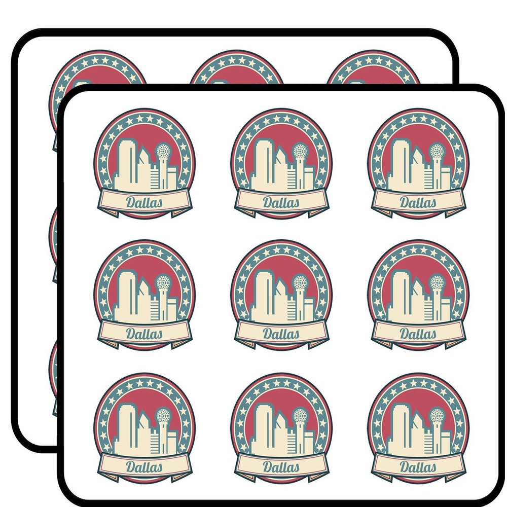 18 Pcs American Famous City Cartoon Icon - Dallas 2" Stickers Decals Laptop Notebook Phone Waterproof Vinyl Trendy