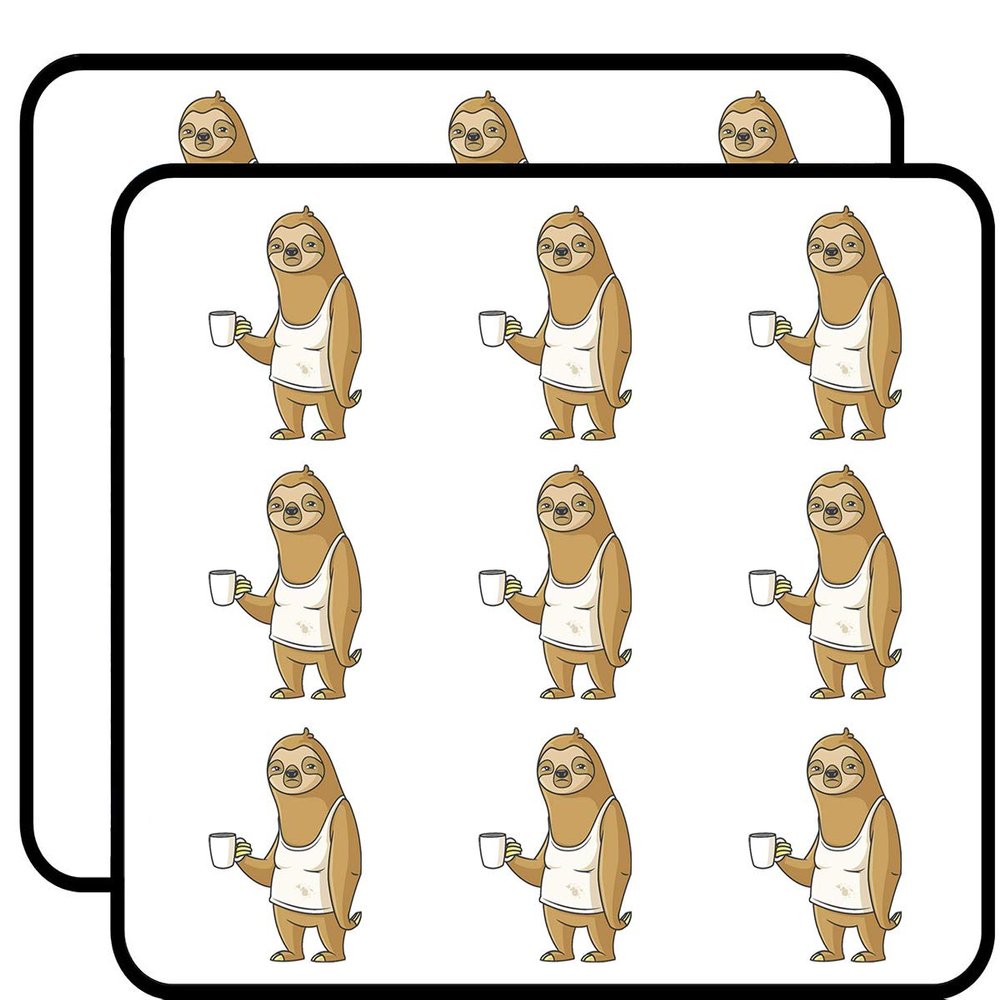 18 Pcs Cute Sleepy Grumpy Sloth with Coffee Cartoon 2" Stickers Decals Laptop Notebook Phone Waterproof Vinyl Trendy