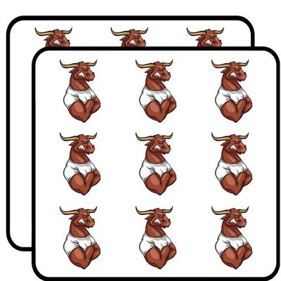 18 Pcs Cool Strong Tough Angry Sport School Mascot Cartoon - Bull 2" Stickers Decals Laptop Notebook Phone Waterproof Vinyl Trendy